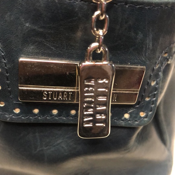 STUART WEITZMAN dark emerald green soft leather shoulder handbag. - Picture 7 of 16